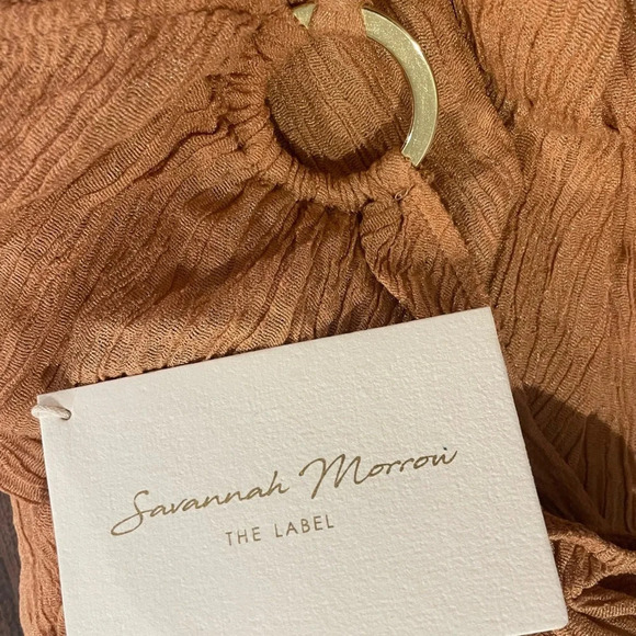 NWT Savannah Morrow Lana Midi Dress in Sandstone Halterneck Tie Backless Sz M - Picture 4 of 7